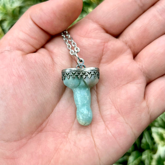 Amazonite Don't Be A Dick Pendant Necklace CG-2023-A-8