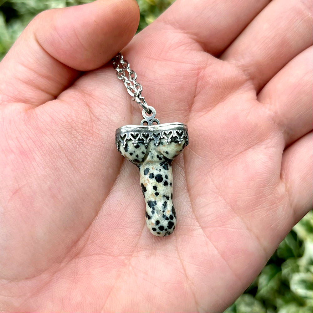 Dalmatian Jasper Don't Be A Dick Pendant Necklace CG-2023-A-9