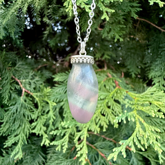 Rainbow Fluorite Mini Viva La Vulva Pendant Necklace