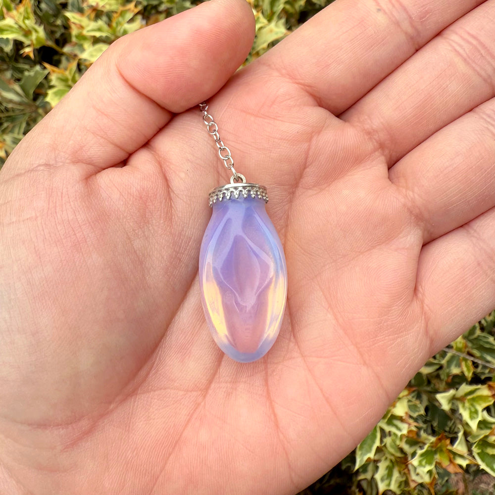 Pink Opalite Mini Viva La Vulva Pendant Necklace