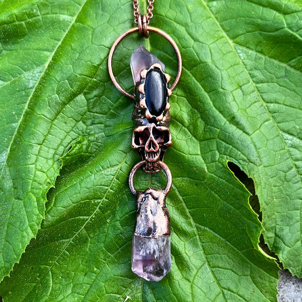 Black Onyx & Copper Pendant Necklace