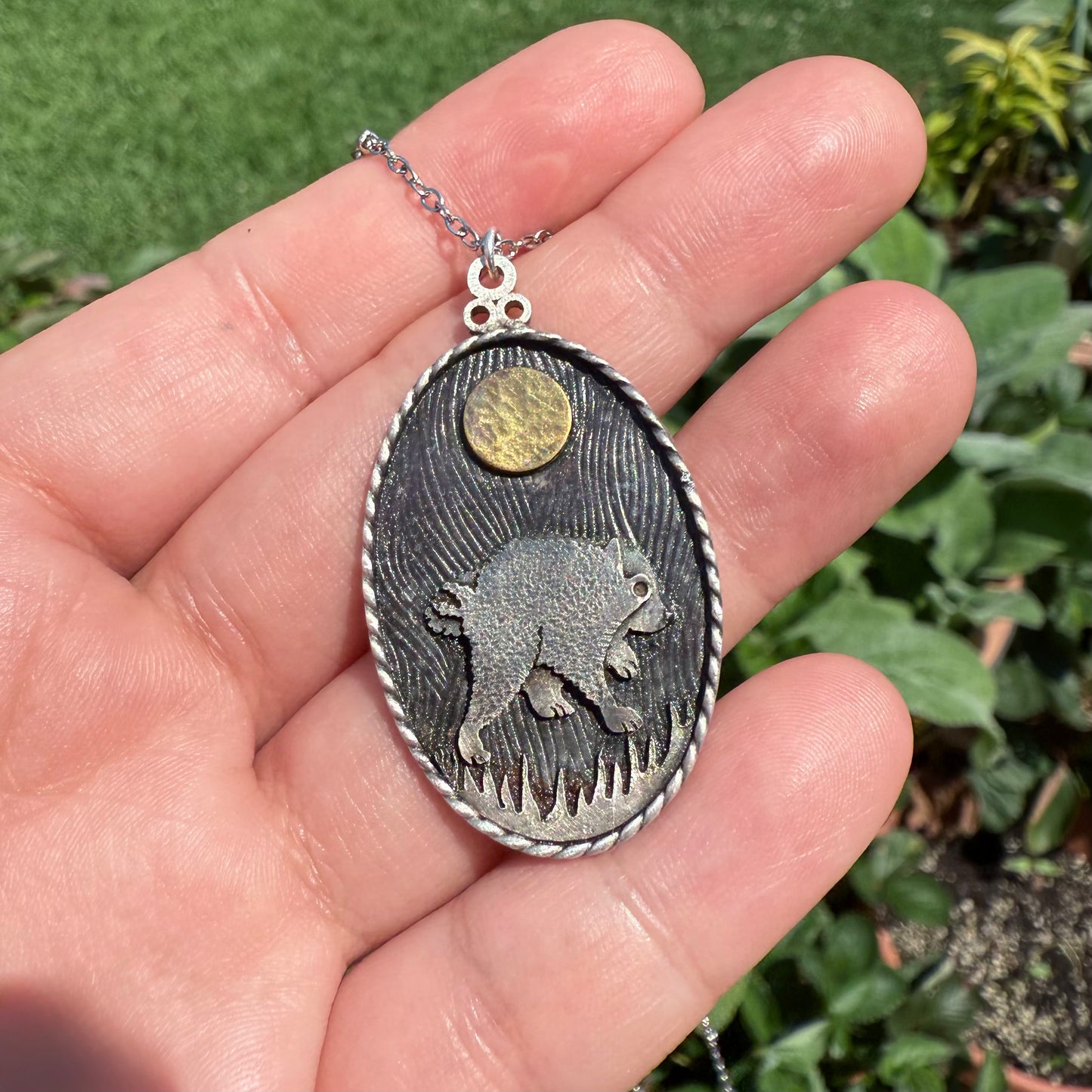 Moonlight Prowler Jimothy Raccoon Pendant Necklace