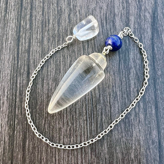 Clear Quartz and Lapis Lazuli Teardrop Pendulum GP-167