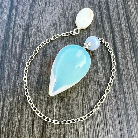 Opalite, Blue Lace Agate and Mother-of-Pearl Waterdrop Pendulum GP-174