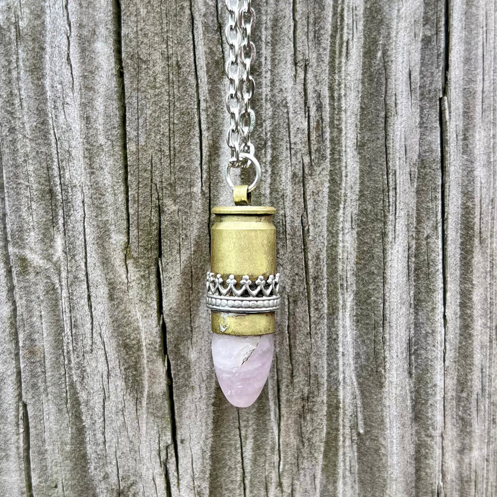 Rose Quartz 9MM GemBullet Pendant Necklace CG-2023-E-1