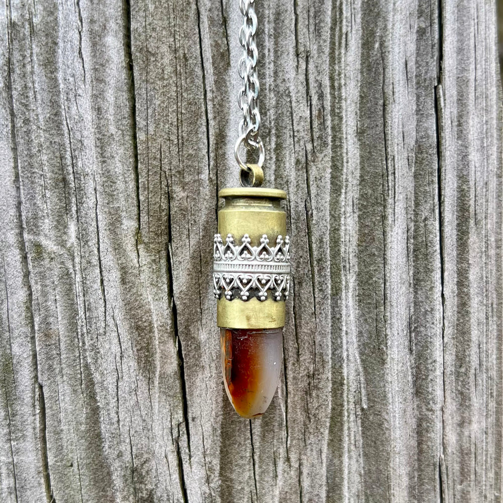 Carnelian 40 S&W GemBullet Pendant Necklace CG-2023-E-3