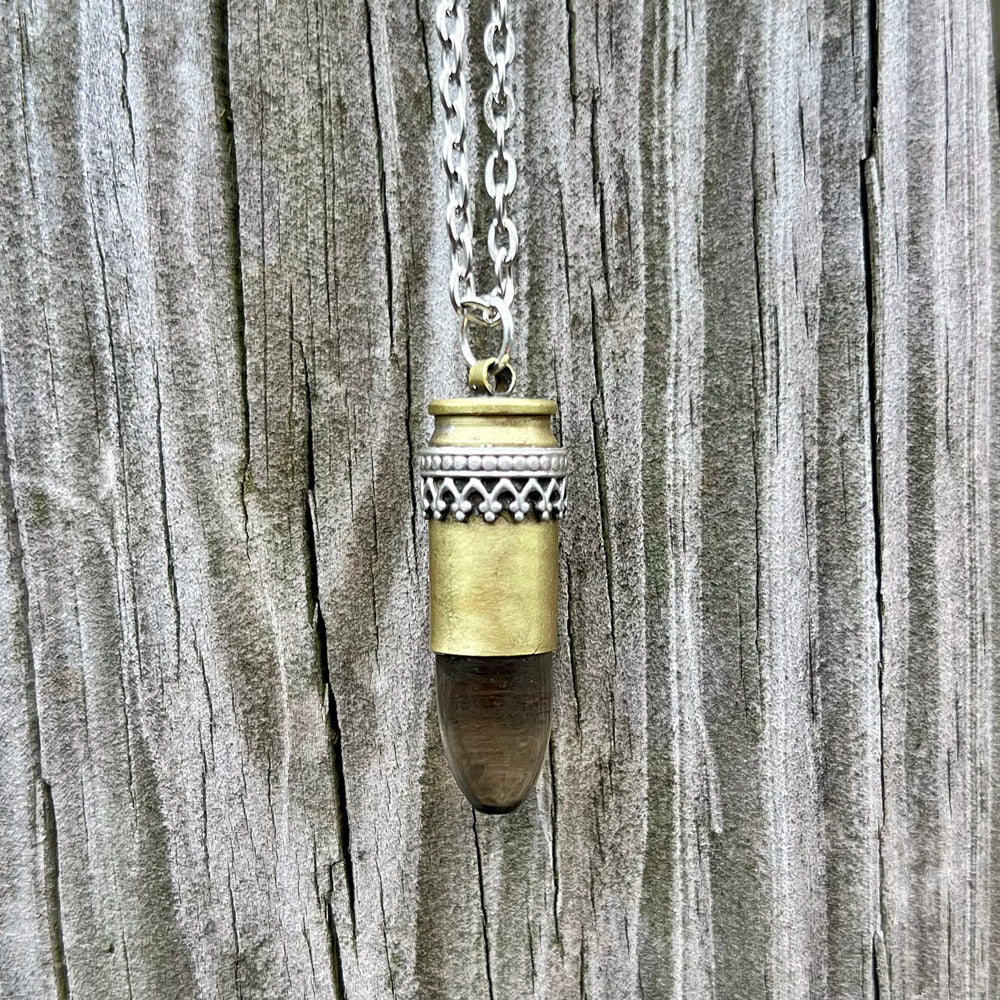 Smoky Quartz 9MM GemBullet Pendant Necklace CG-2023-E-4
