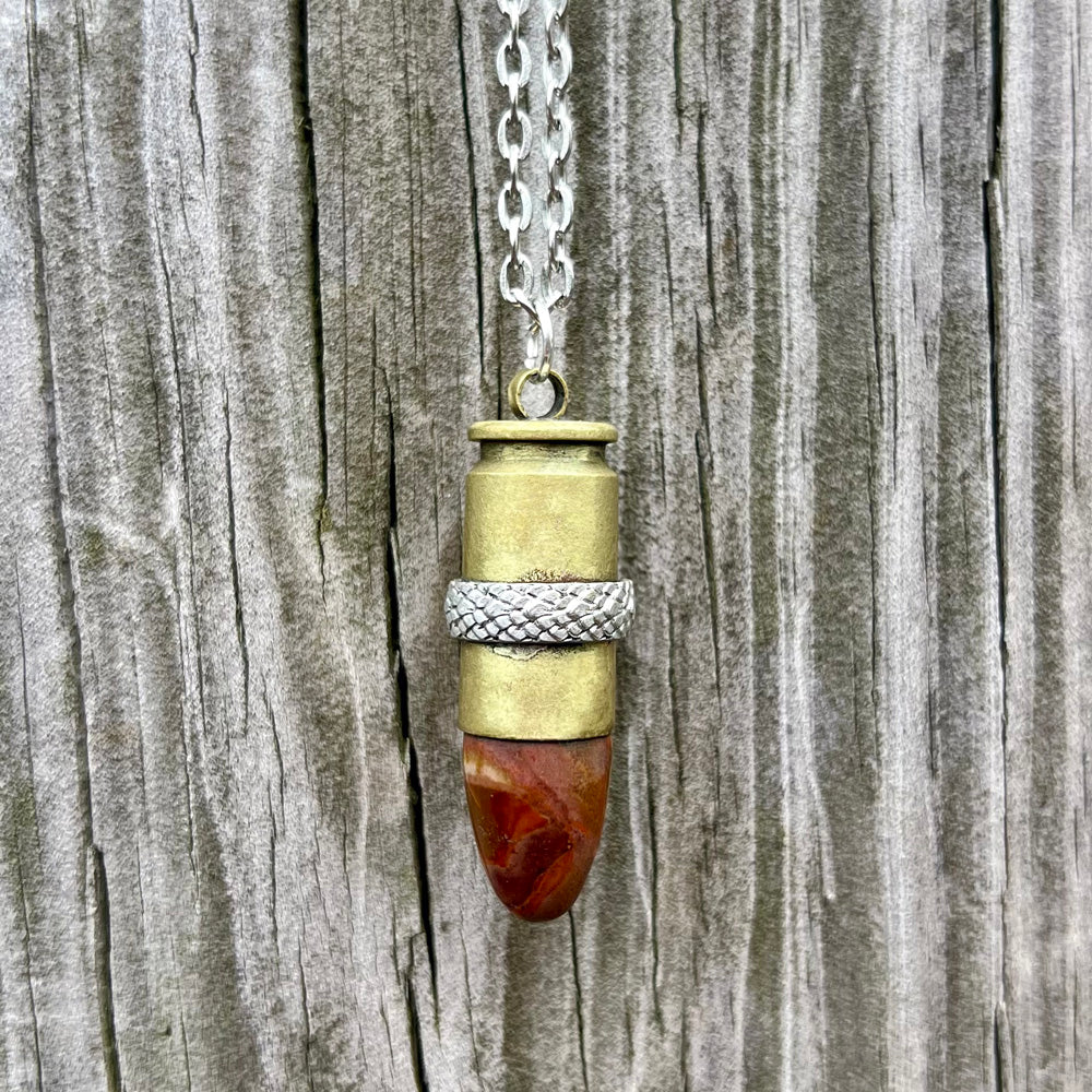 Desert Jasper 40 S&W GemBullet Pendant Necklace CG-2023-E-6