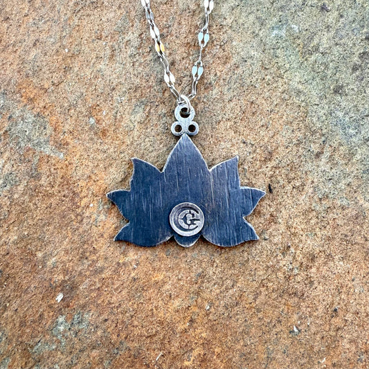 Tri-color Lotus Flower Pendant Necklace