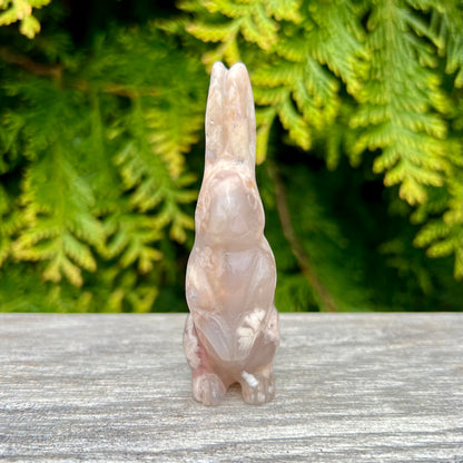 Flower Agate Bunny Totem Figurine CC-001-A