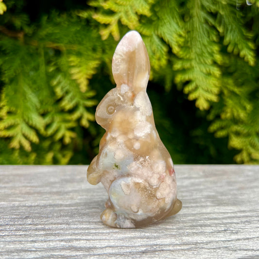 Flower Agate Bunny Totem Figurine CC-001-C
