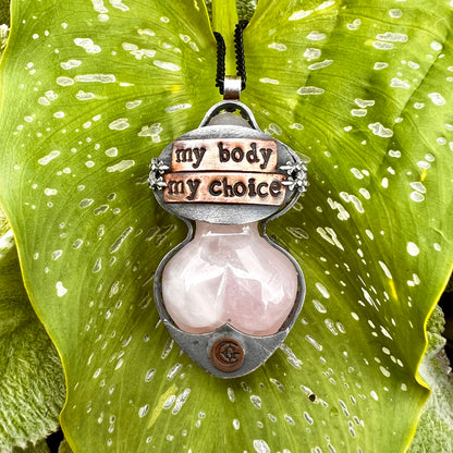 My Body My Choice Rose Quartz Pendant Necklace