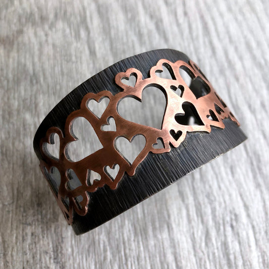 Lots of Love Heart Cuff Bracelet