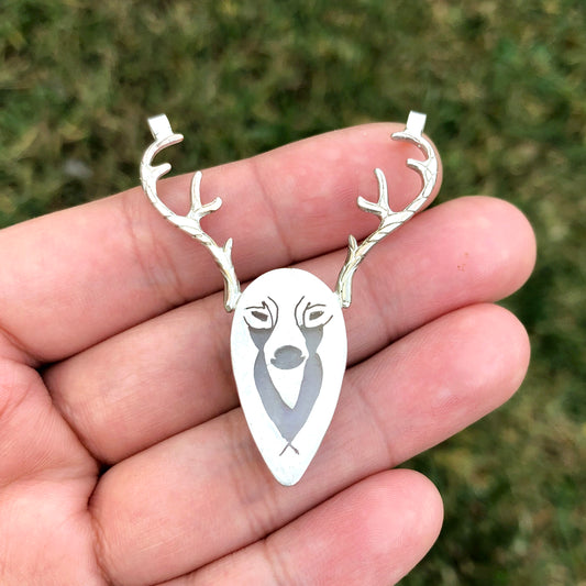Rudolph’s Reindeer Surprise Rainbow Moonstone Sterling Silver Pendant Necklace