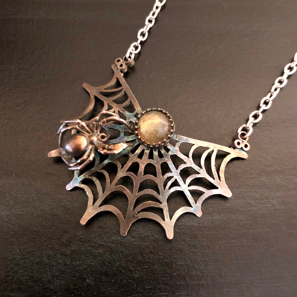The Spider's Treasure - Fairy Web Pendant Necklace