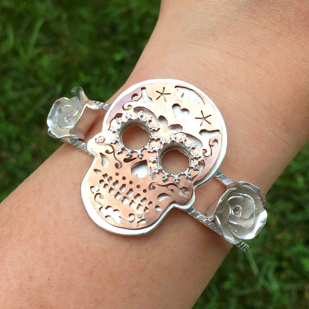 Day of the Dead Sugar Skull Cuff Bracelet