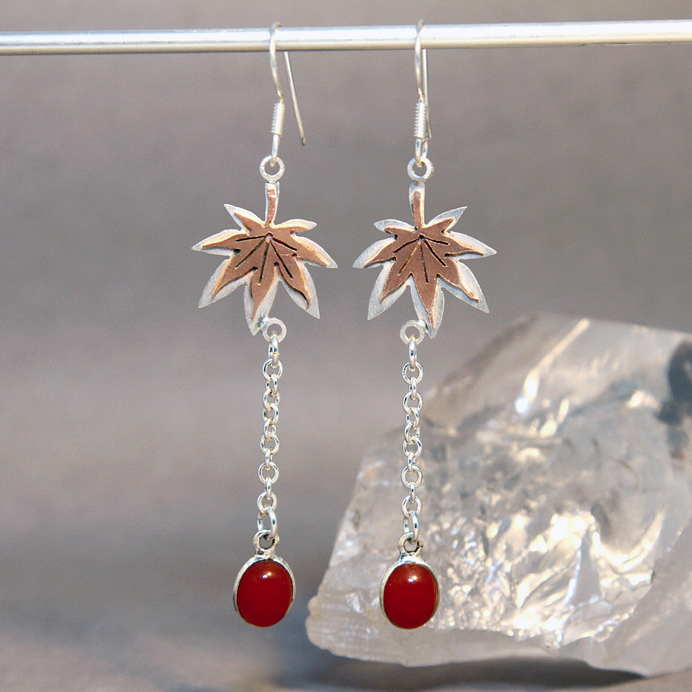 Maple Leaf Carnelian Earrings