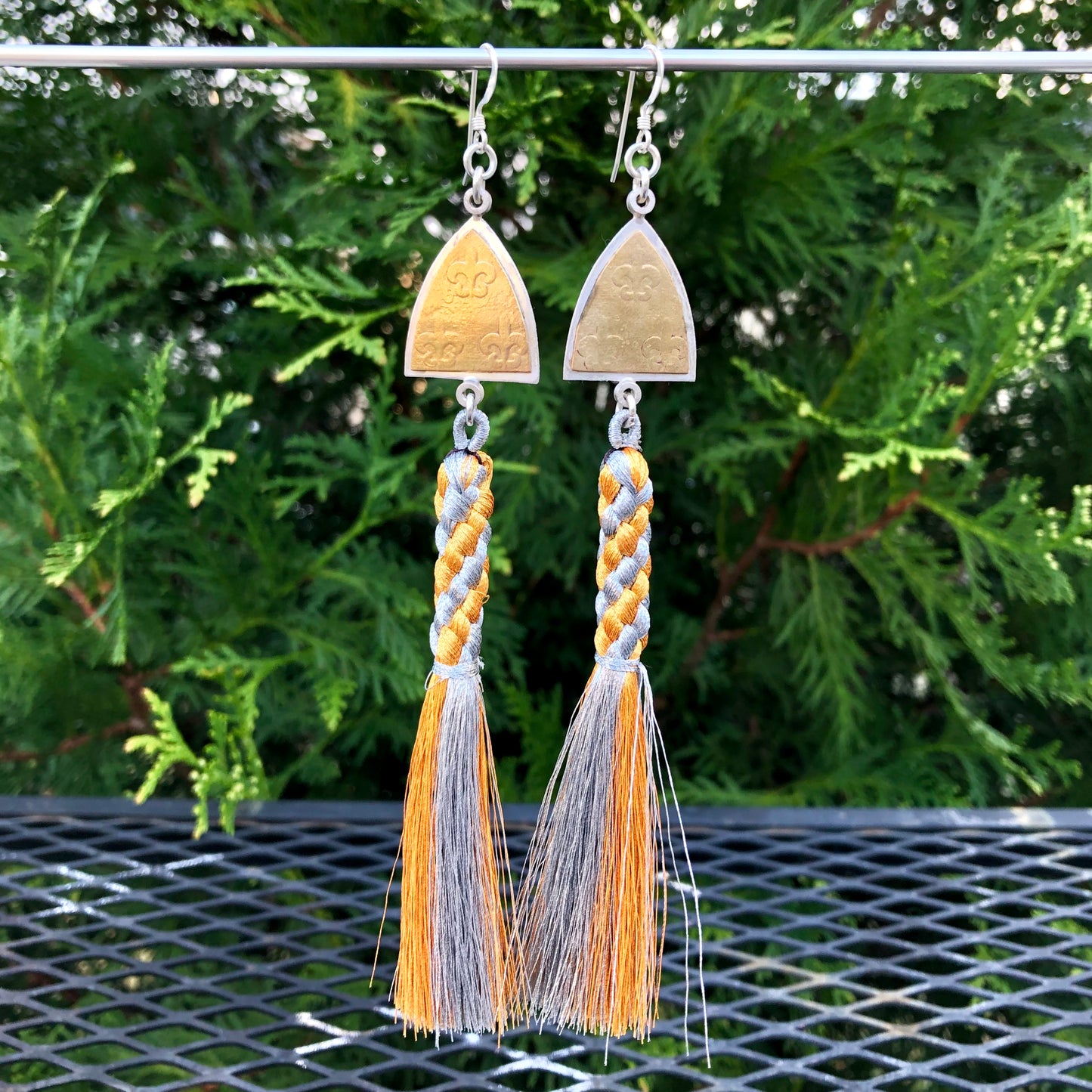 Fleur Arch Gold and Silver Tassel Earrings