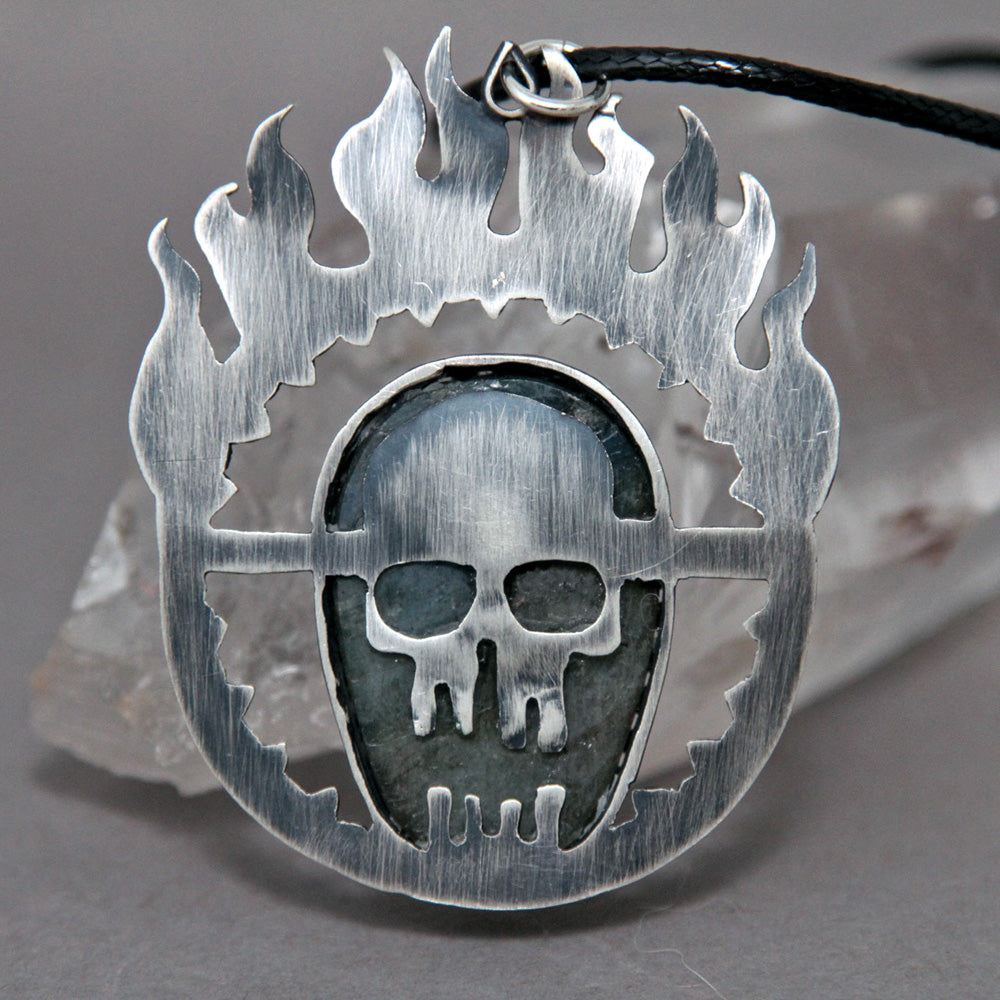 Mad Max Labradorite Skull Pendant Necklace