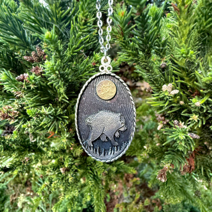 Moonlight Prowler Jimothy Raccoon Pendant Necklace