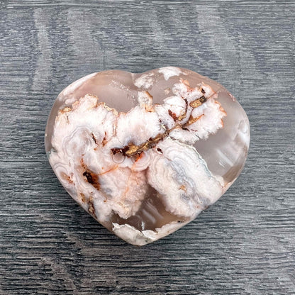 Flower Agate Puffy Heart CC-014-B