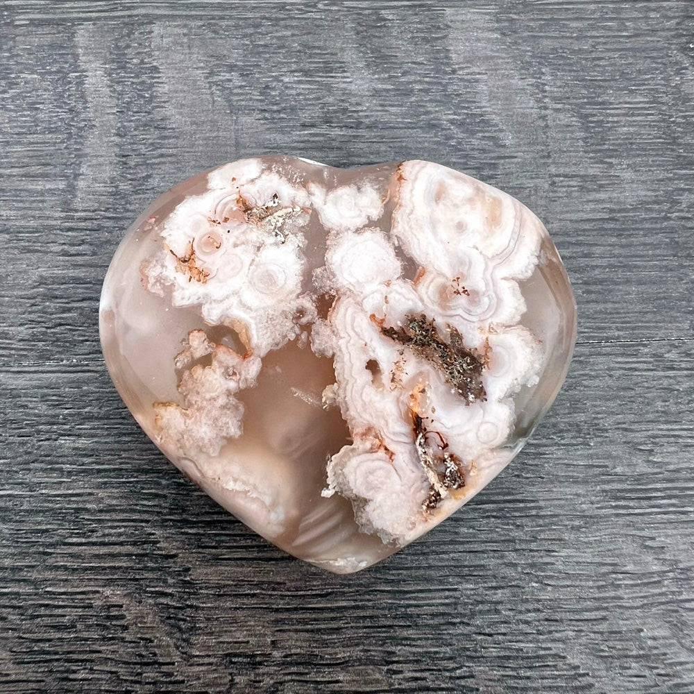 Flower Agate Puffy Heart CC-014-B