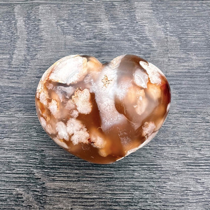 Flower Agate Puffy Heart CC-014-E