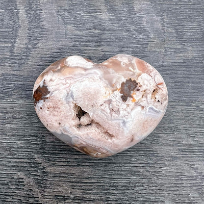 Flower Agate Puffy Heart CC-014-F