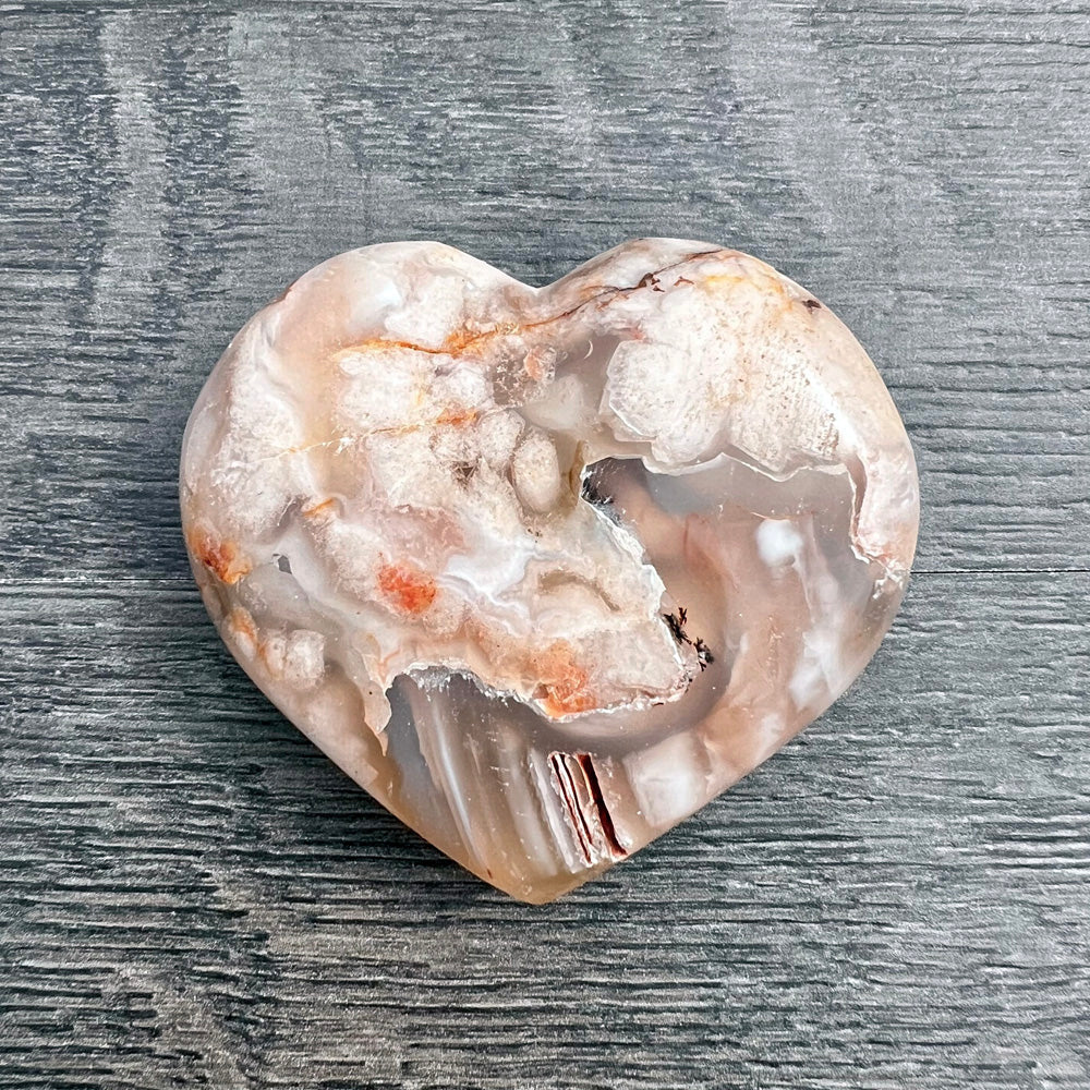 Flower Agate Puffy Heart CC-014-J