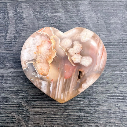 Flower Agate Puffy Heart CC-014-J