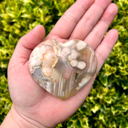 Flower Agate Puffy Heart CC-014-J