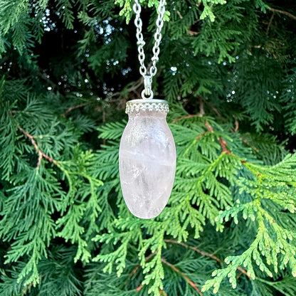 Rose Quartz Mini Viva La Vulva Pendant Necklace