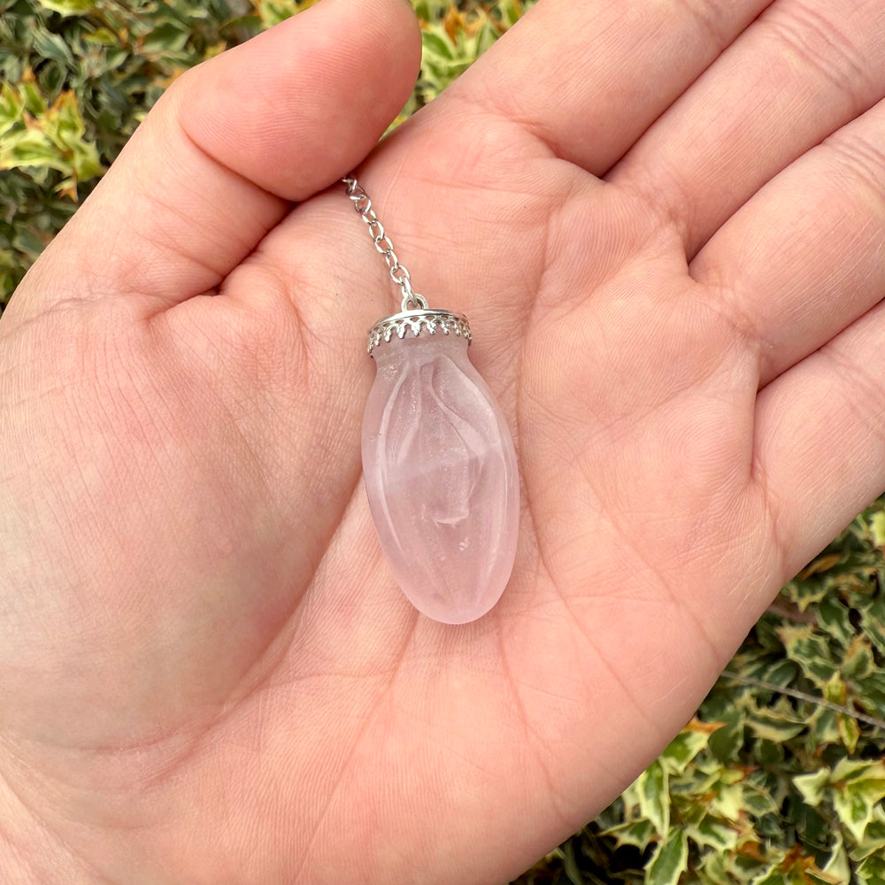 Rose Quartz Mini Viva La Vulva Pendant Necklace
