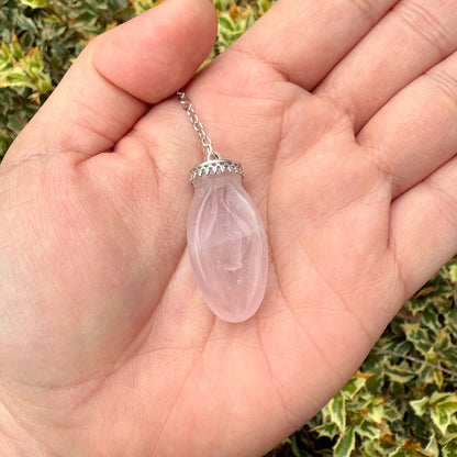 Rose Quartz Mini Viva La Vulva Pendant Necklace