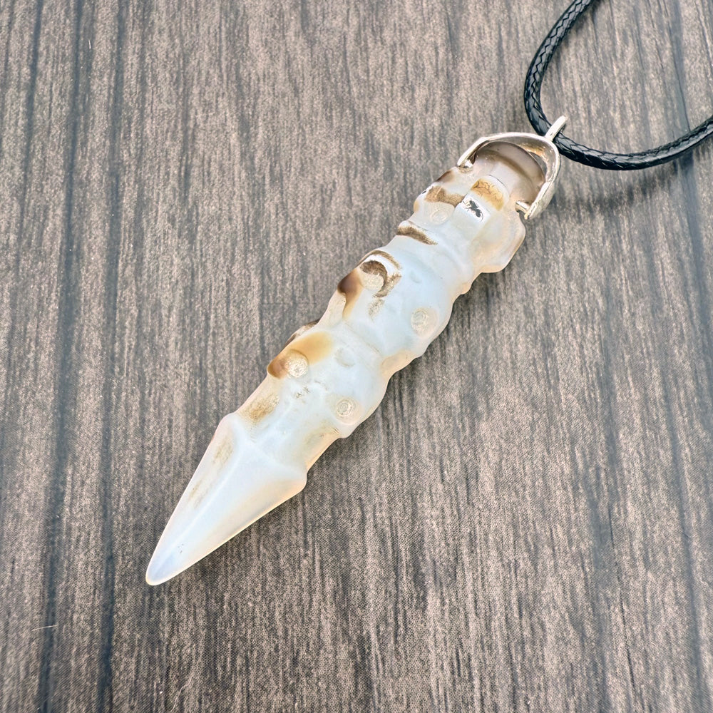 Tibetan Agate Skull Totem Pendulum Pendant Necklace CP-008-E