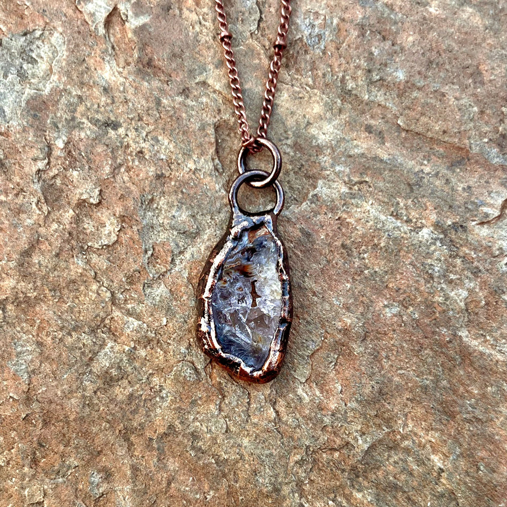 Occo Agate Geode Antiqued Copper Pendant Necklace EP-021-J