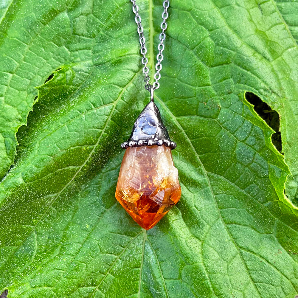 Citrine Point Witchy Hat Pendant Necklace EP-022