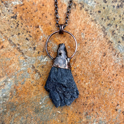 Black Kyanite Witch's Broom Pendant Necklace EP-023-C