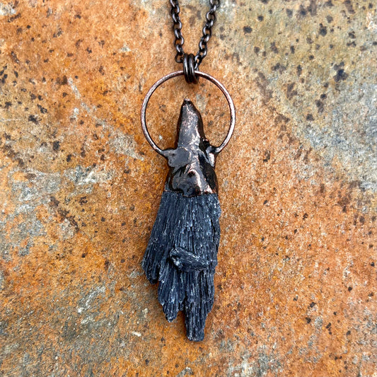 Black Kyanite Witch's Broom Pendant Necklace EP-023-D