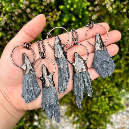 Black Kyanite Witch's Broom Pendant Necklace EP-023-E