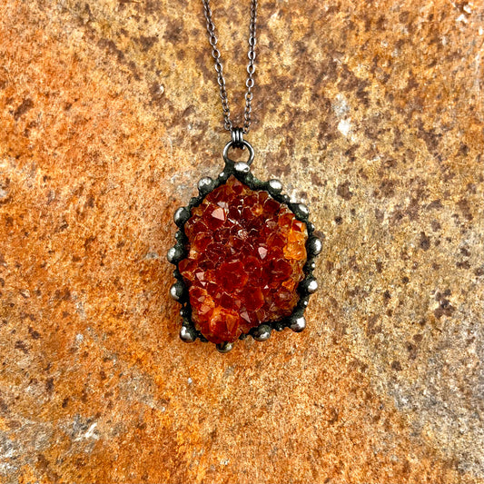 Citrine Druzy Freeform Statement Pendant Necklace EP-034-F