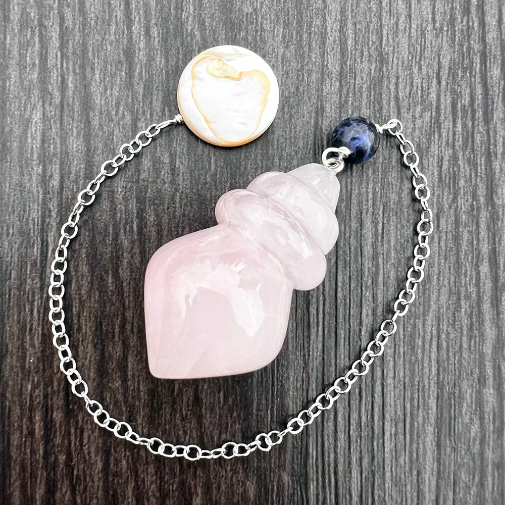 Rose Quartz, Sodalite and Mother-of-Pearl Goddess Pendulum GP-191