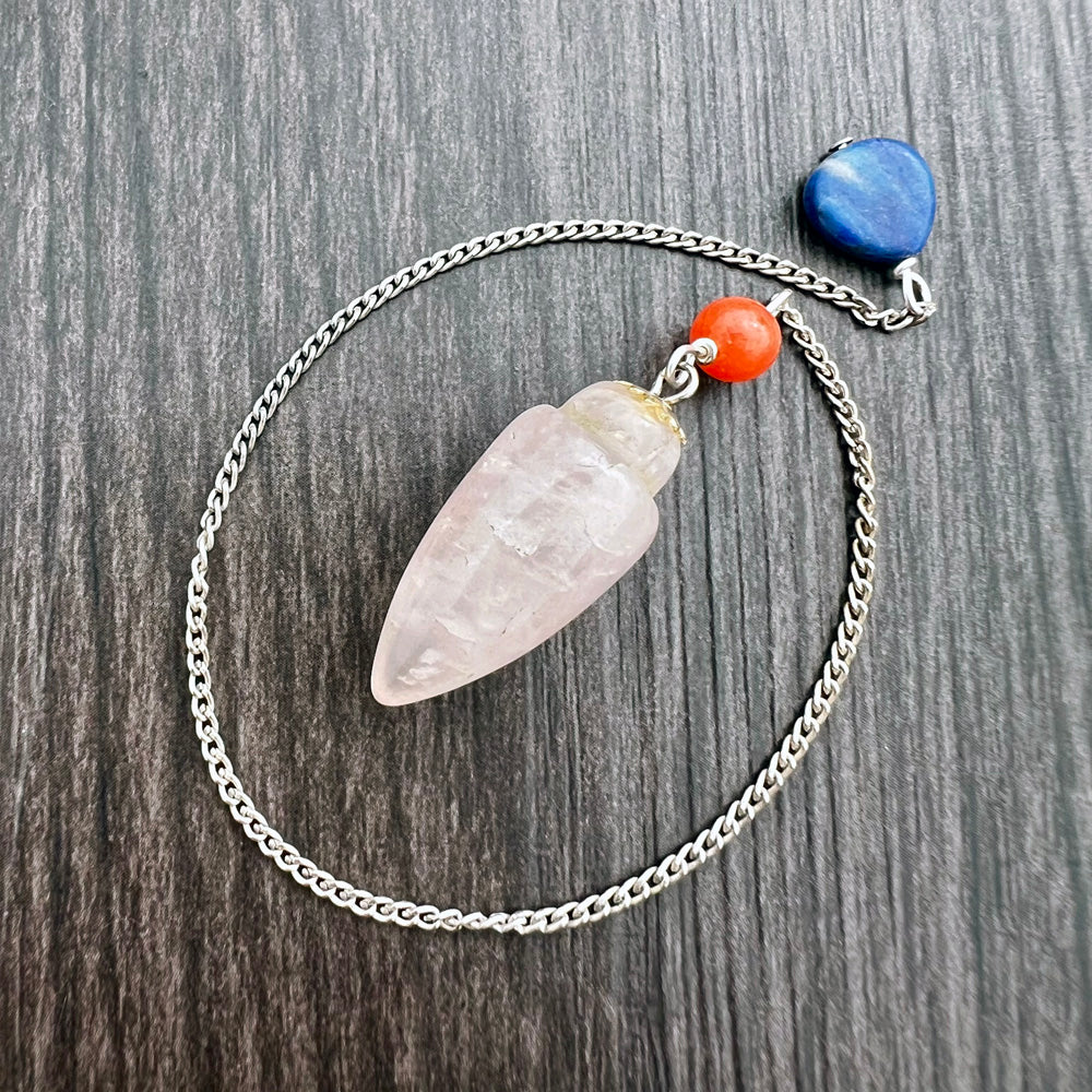 Rose Quartz, Orange Jade and Sodalite Mini Teardrop Pendulum GP-213