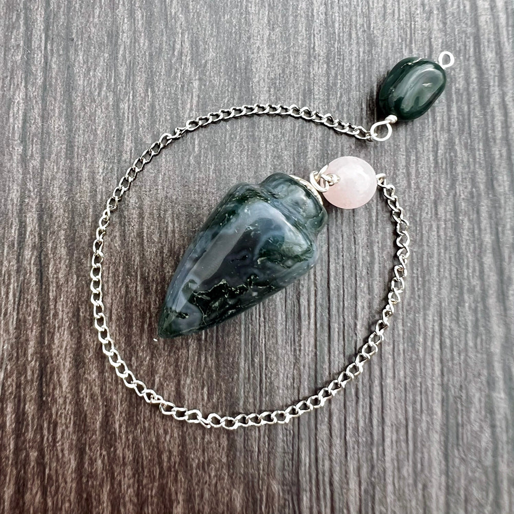 Fancy Jasper, Rose Quartz and Bloodstone Mini Teardrop Pendulum GP-214