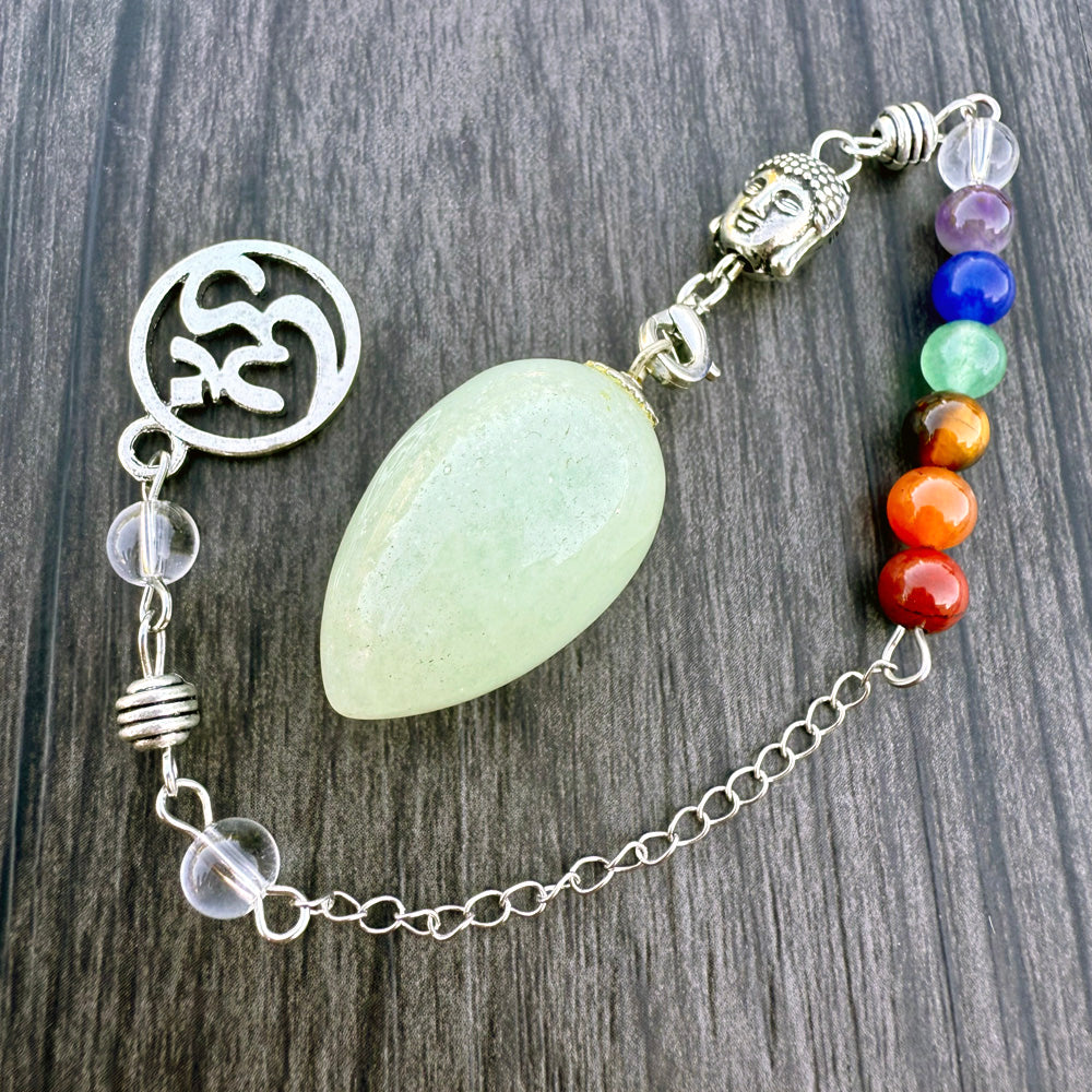 Green Aventurine Egg Pendulum with Buddha Chakra Chain GP-223