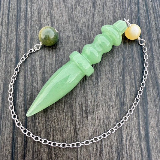 Green Aventurine, Calcite and Fancy Jasper Egyptian Pendulum GP-256