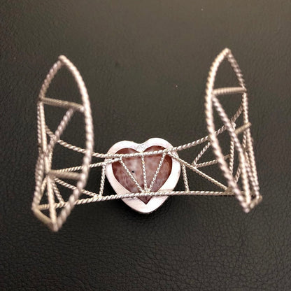 Snakeskin Carnelian Heart Geometric Bracelet Cuff