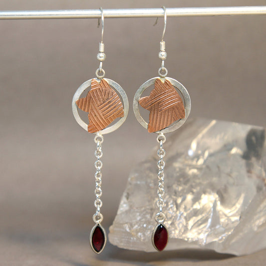 Akita Tribal Garnet Mixed Metals Earrings