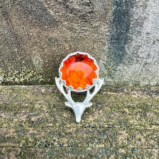 Amber Stag Head Ring