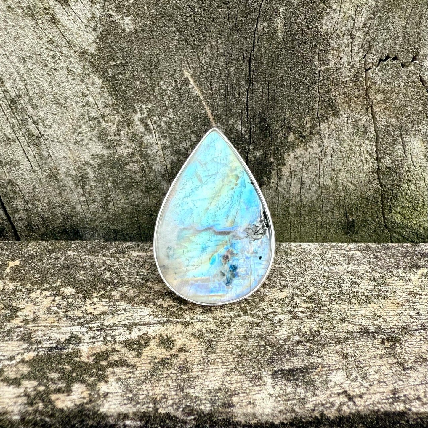 Rainbow Moonstone Teardrop Ring